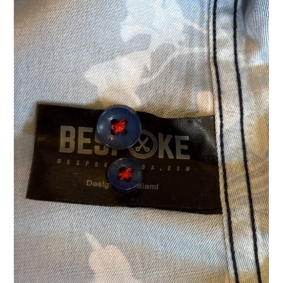 Bespoke Shirt Mens Floral Long Sleeve Navy Red White 4XL Flip Cuff Hawaiian - Picture 6 of 11